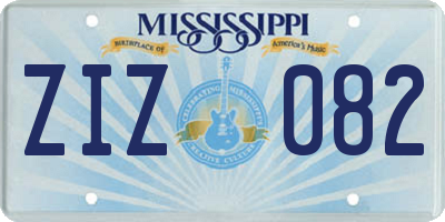 MS license plate ZIZ082