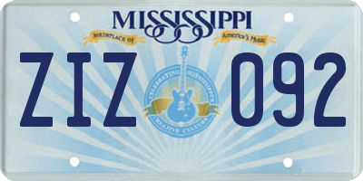MS license plate ZIZ092
