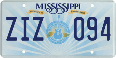 MS license plate ZIZ094