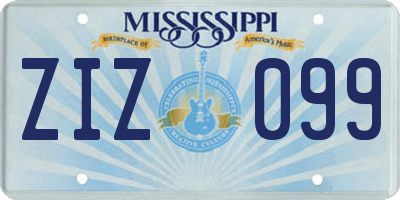 MS license plate ZIZ099