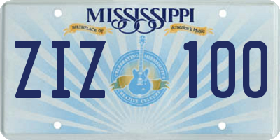 MS license plate ZIZ100