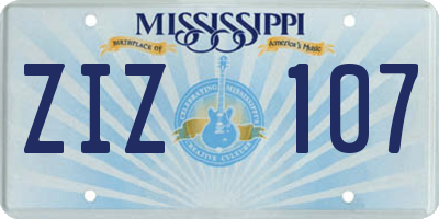 MS license plate ZIZ107