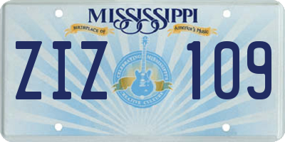 MS license plate ZIZ109