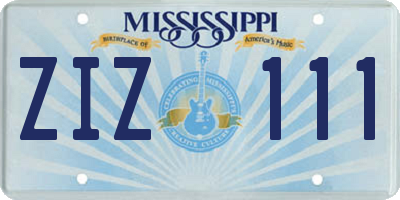 MS license plate ZIZ111