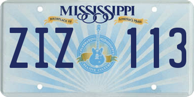 MS license plate ZIZ113