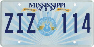 MS license plate ZIZ114