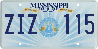 MS license plate ZIZ115