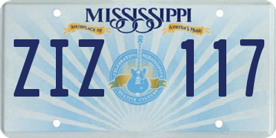 MS license plate ZIZ117