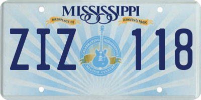 MS license plate ZIZ118