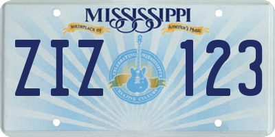 MS license plate ZIZ123