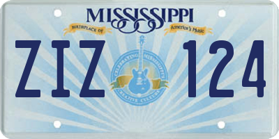 MS license plate ZIZ124