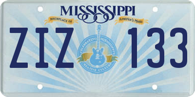 MS license plate ZIZ133