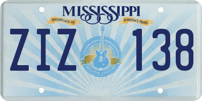 MS license plate ZIZ138