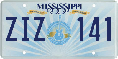 MS license plate ZIZ141