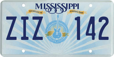 MS license plate ZIZ142