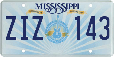 MS license plate ZIZ143