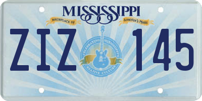 MS license plate ZIZ145