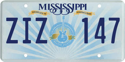 MS license plate ZIZ147
