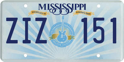 MS license plate ZIZ151