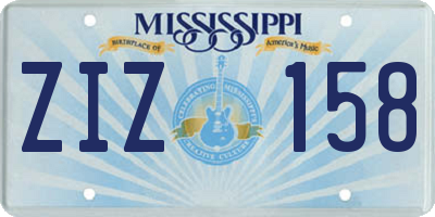 MS license plate ZIZ158