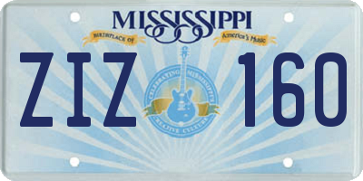MS license plate ZIZ160