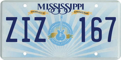 MS license plate ZIZ167