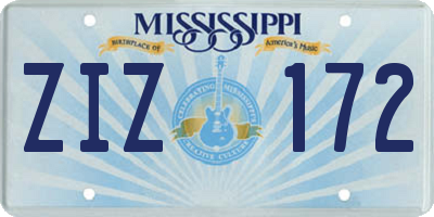 MS license plate ZIZ172