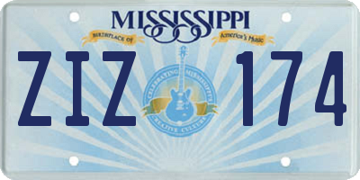 MS license plate ZIZ174