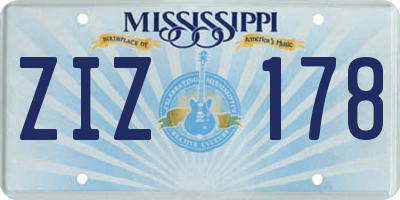 MS license plate ZIZ178