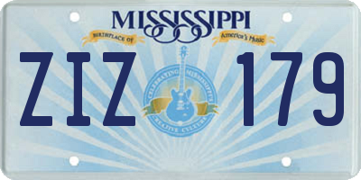 MS license plate ZIZ179