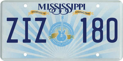 MS license plate ZIZ180