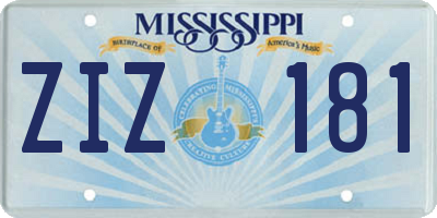 MS license plate ZIZ181