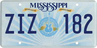 MS license plate ZIZ182