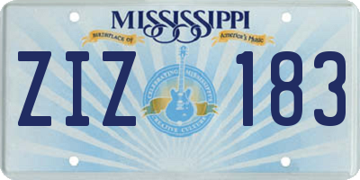 MS license plate ZIZ183
