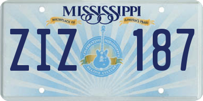 MS license plate ZIZ187