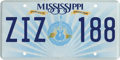 MS license plate ZIZ188