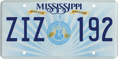 MS license plate ZIZ192