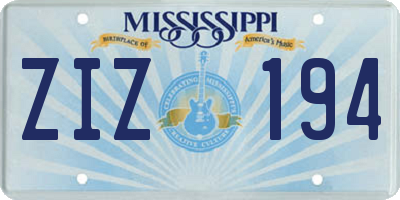 MS license plate ZIZ194