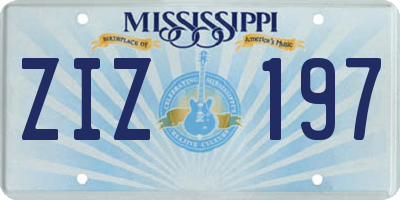 MS license plate ZIZ197