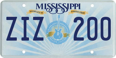 MS license plate ZIZ200