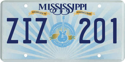 MS license plate ZIZ201