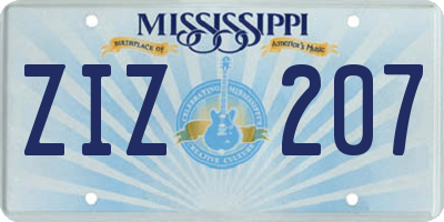 MS license plate ZIZ207