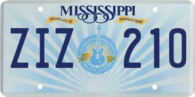 MS license plate ZIZ210
