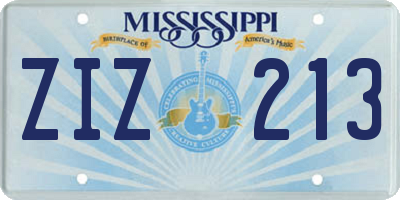 MS license plate ZIZ213