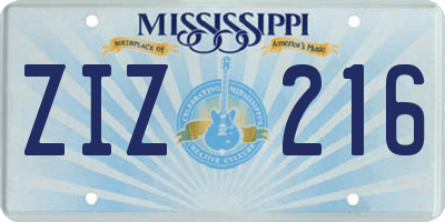 MS license plate ZIZ216