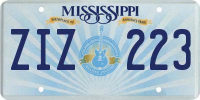 MS license plate ZIZ223