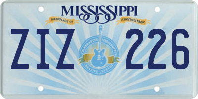MS license plate ZIZ226
