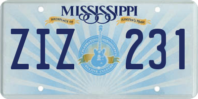 MS license plate ZIZ231