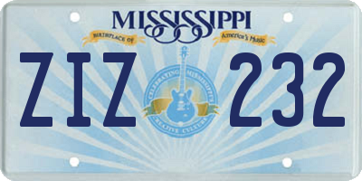 MS license plate ZIZ232