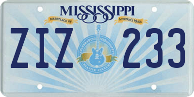 MS license plate ZIZ233